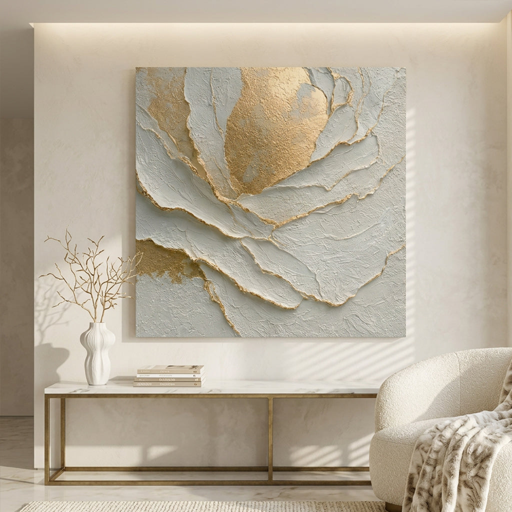 Gilded Petal Relief Wall Art