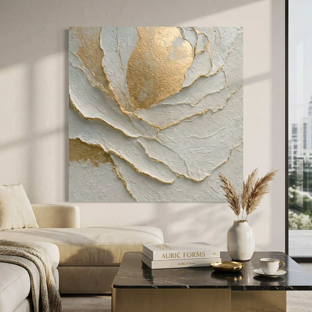 Gilded Petal Relief Wall Art