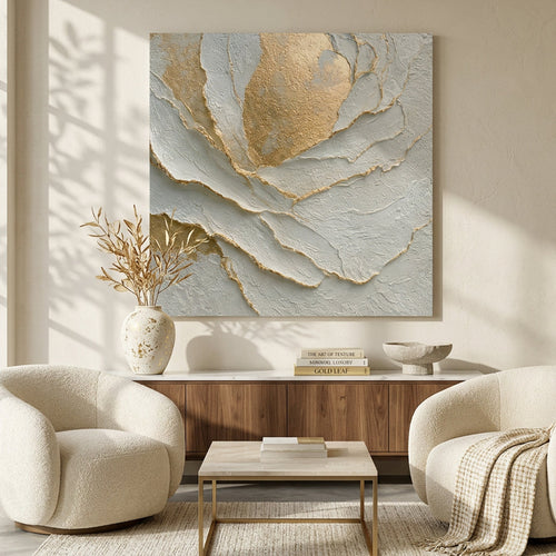 Gilded Petal Relief Wall Art