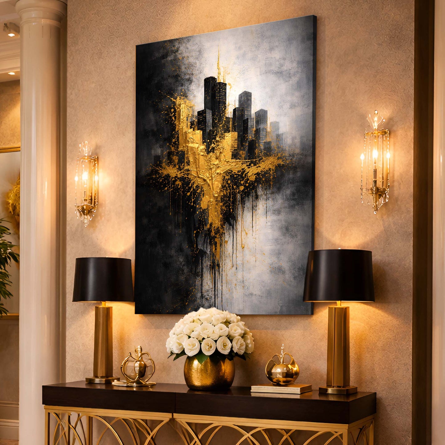 Black Gold Cityscape Abstract