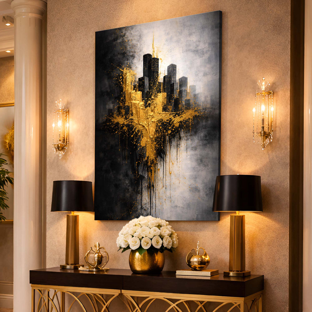 Black Gold Cityscape Abstract