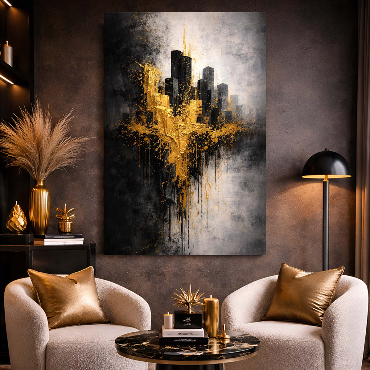 Black Gold Cityscape Abstract