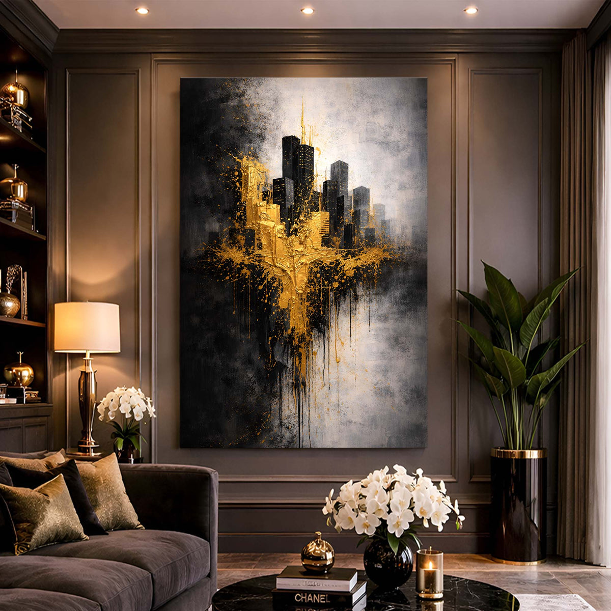Black Gold Cityscape Abstract
