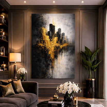 Black Gold Cityscape Abstract