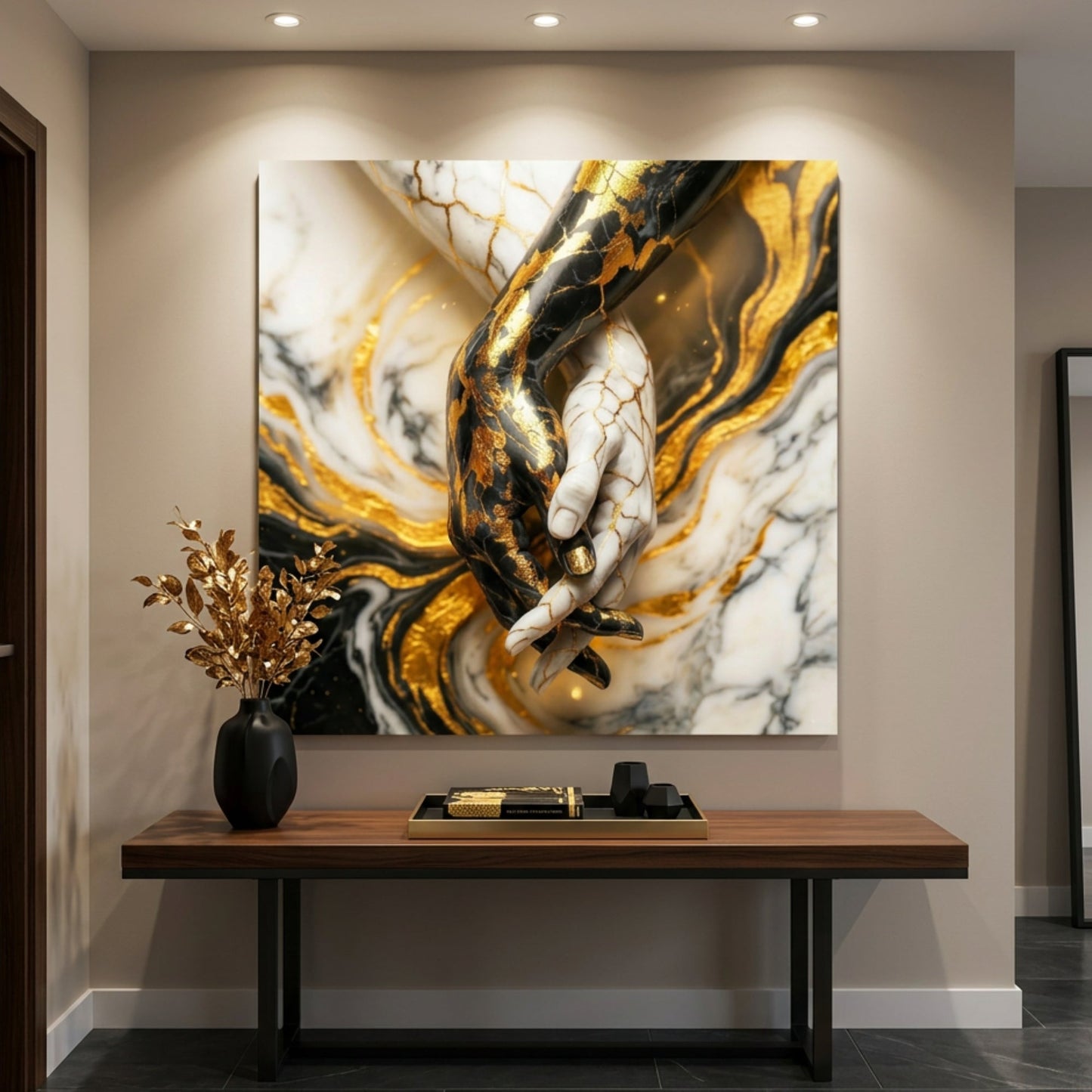 Marble Gold Hands Abstract