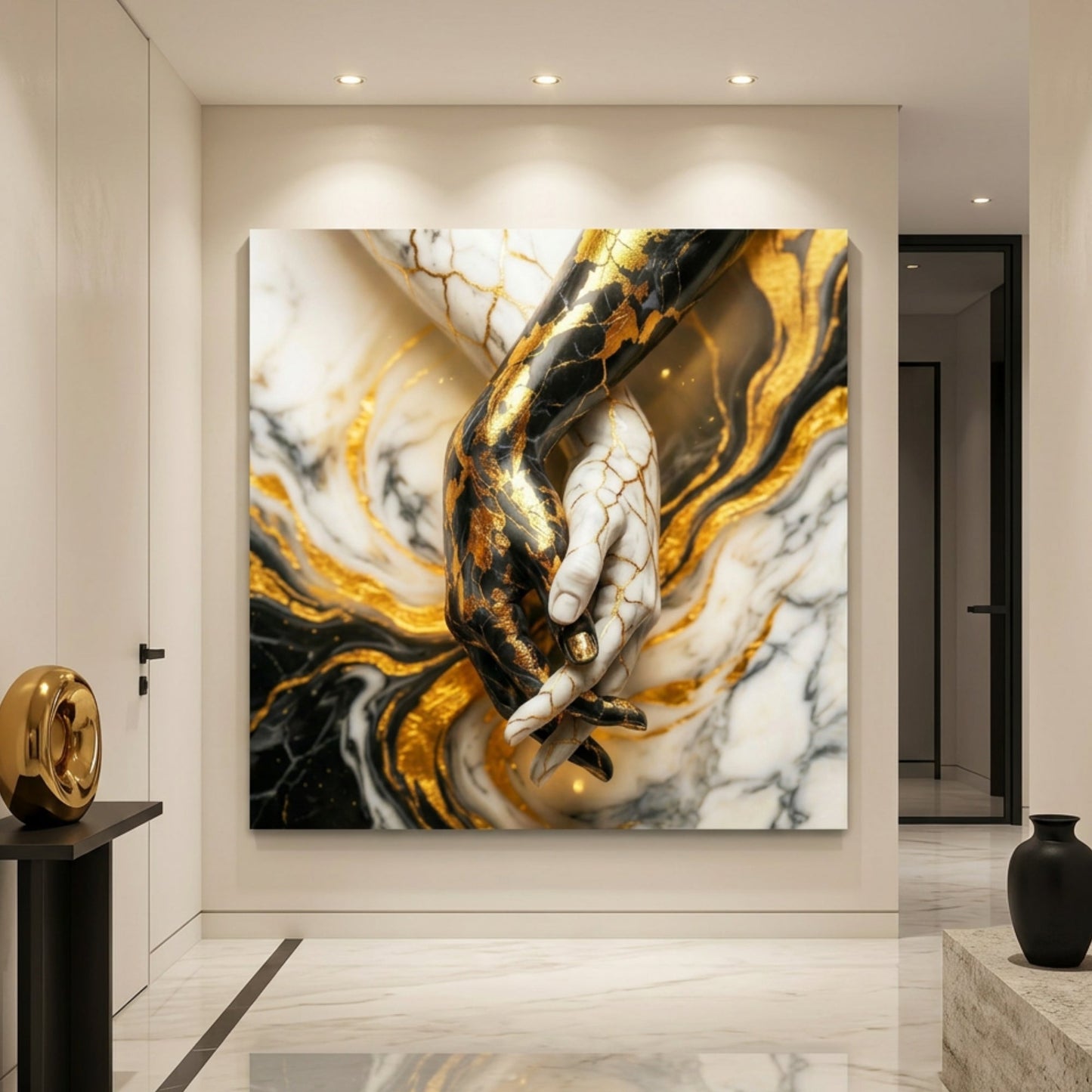 Marble Gold Hands Abstract