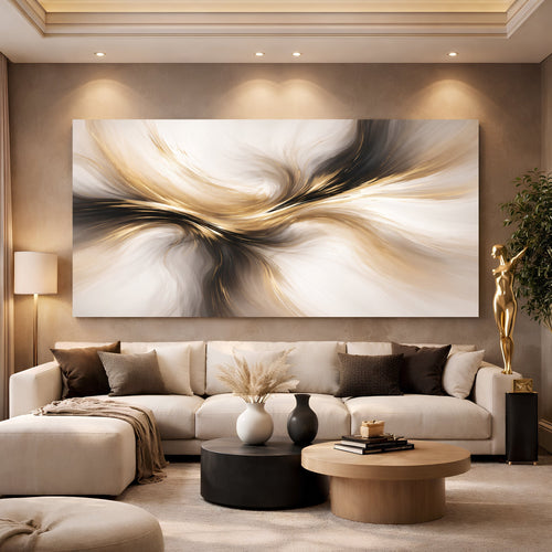 Golden Flow Abstract Wall Art