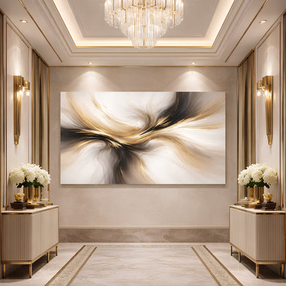 Golden Flow Abstract Wall Art