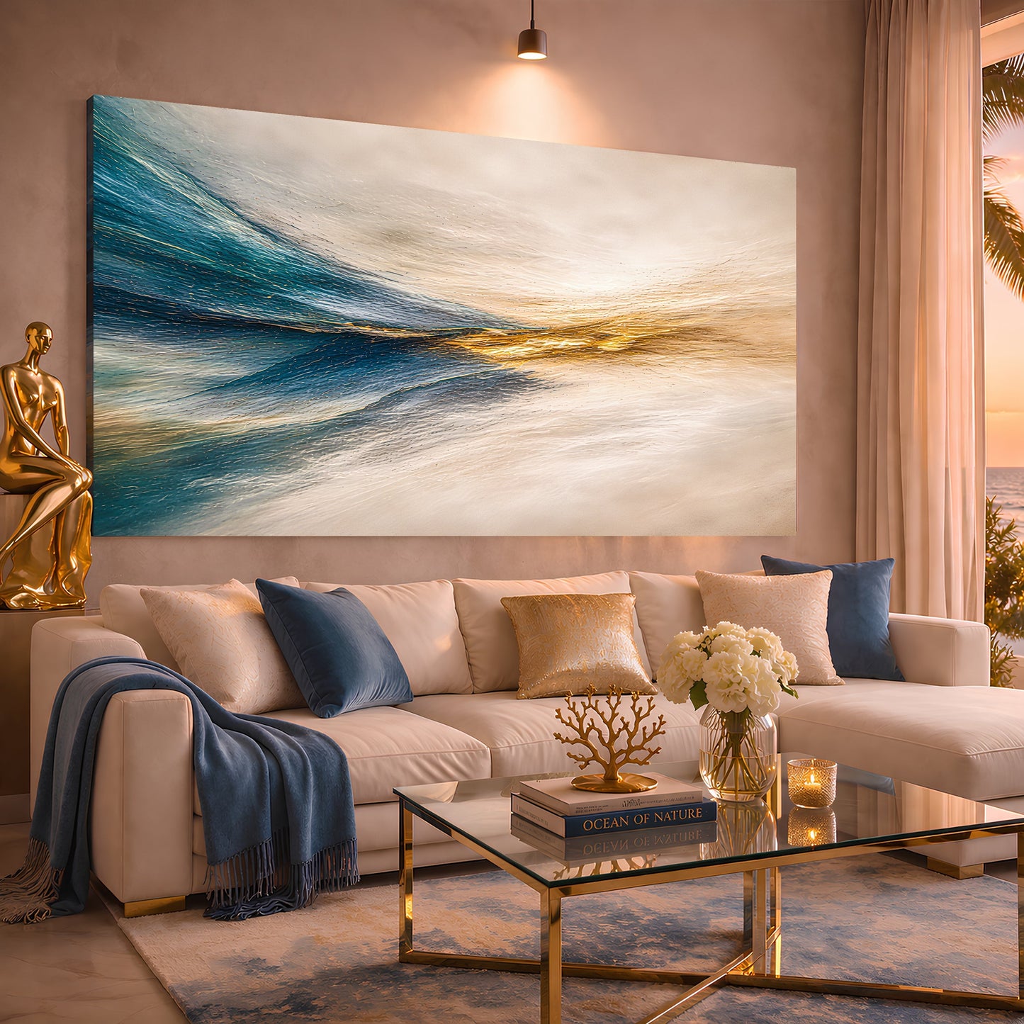 Dusty Blue and Gold Abstract