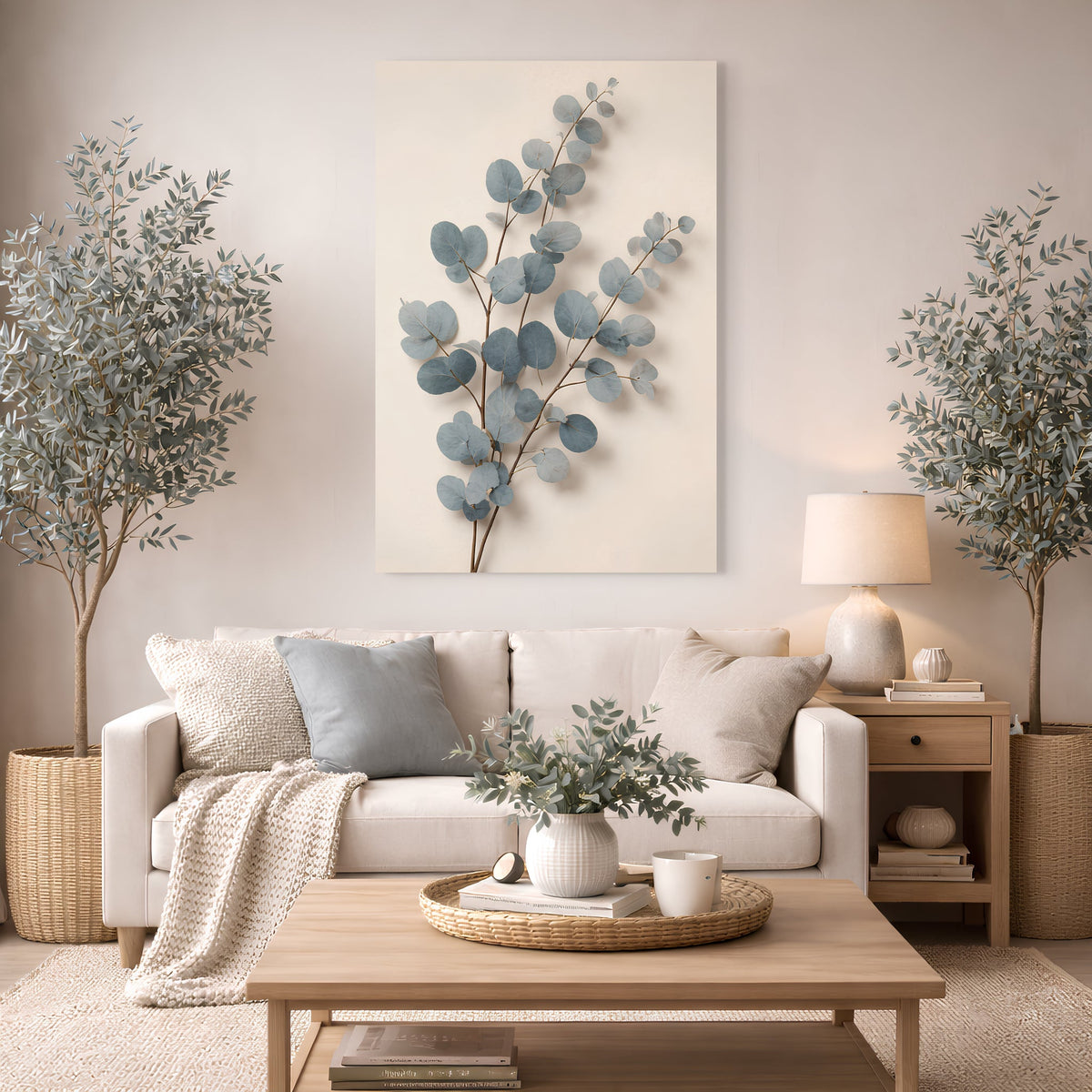 Blue and Cream Botanical — Eucalyptus In Dusty Blue