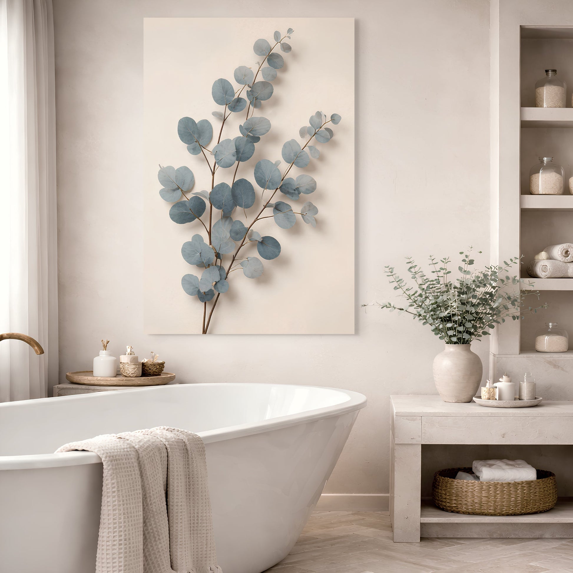 Blue and Cream Botanical — Eucalyptus In Dusty Blue