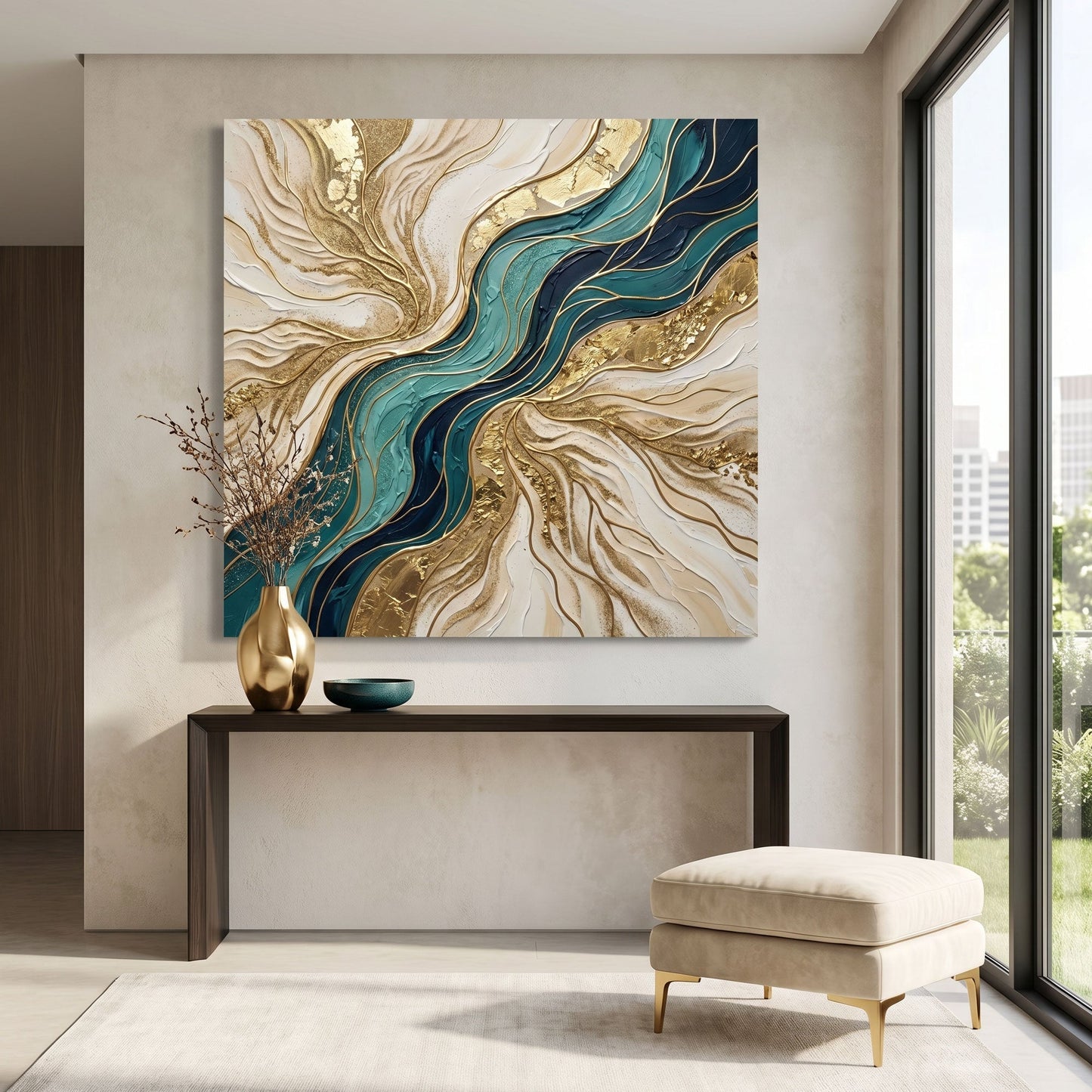 Flowing Teal and Sand
