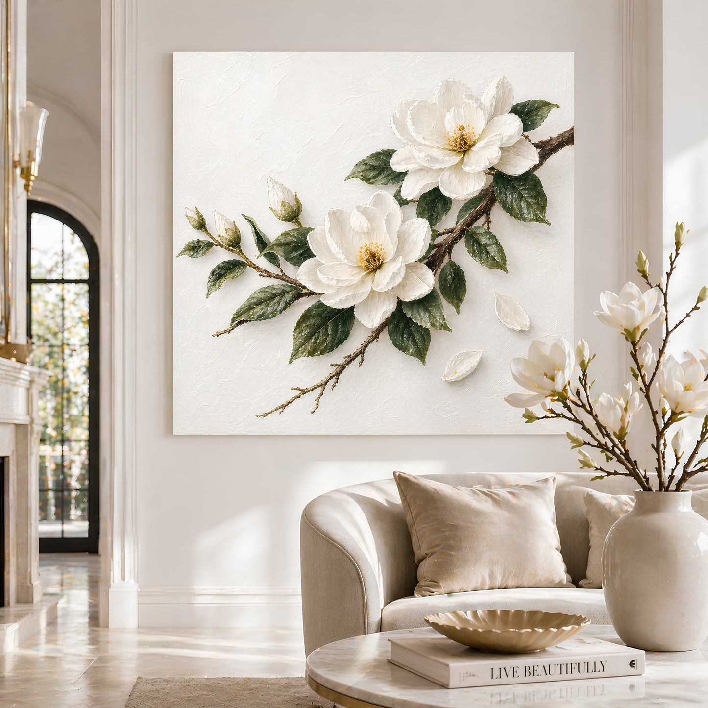 Magnolia Branch — Single Branch On Warm Cream