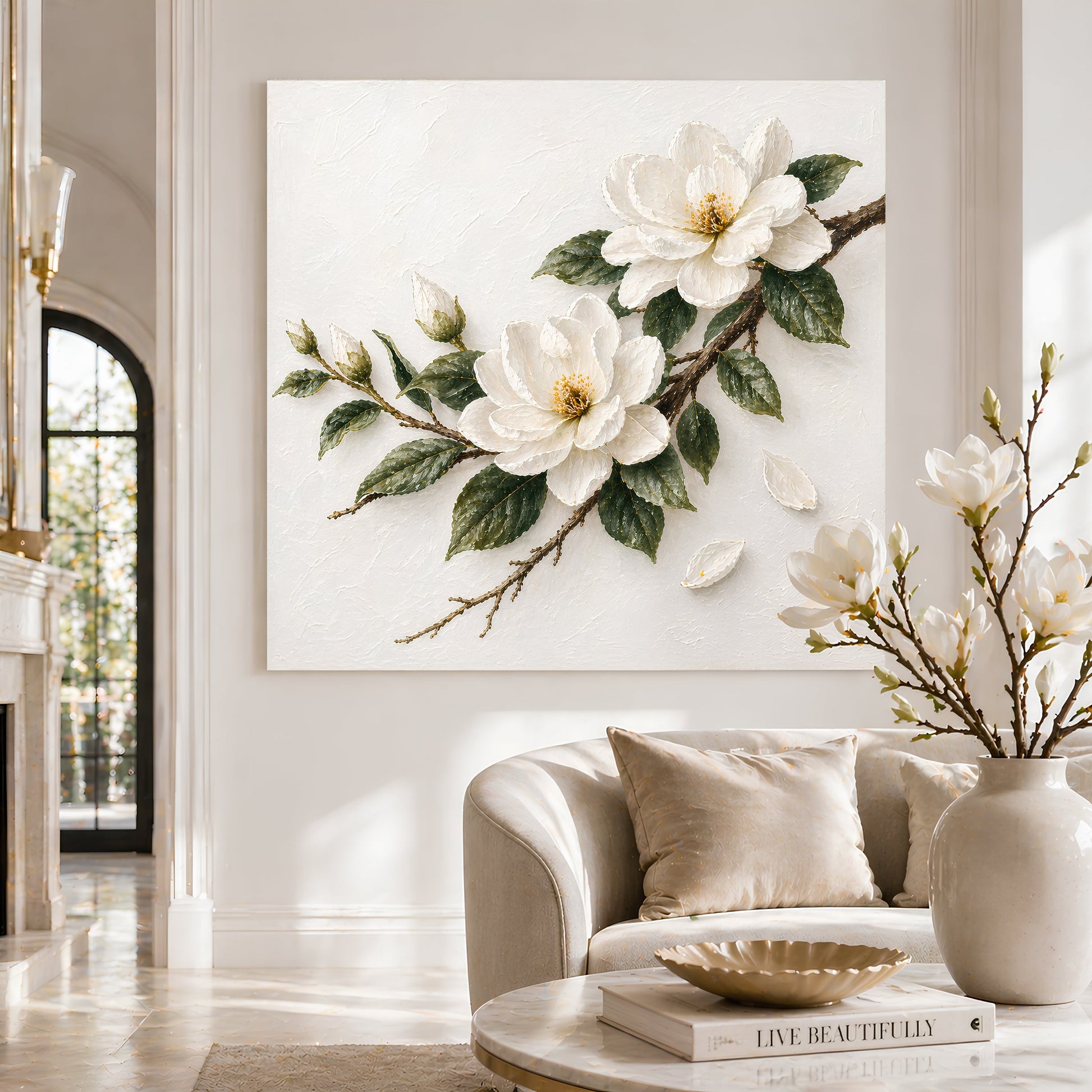 Magnolia Branch — Single Branch On Warm Cream