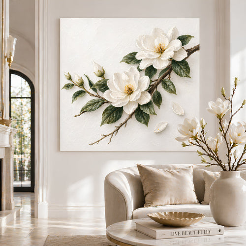 Magnolia Branch — Single Branch On Warm Cream