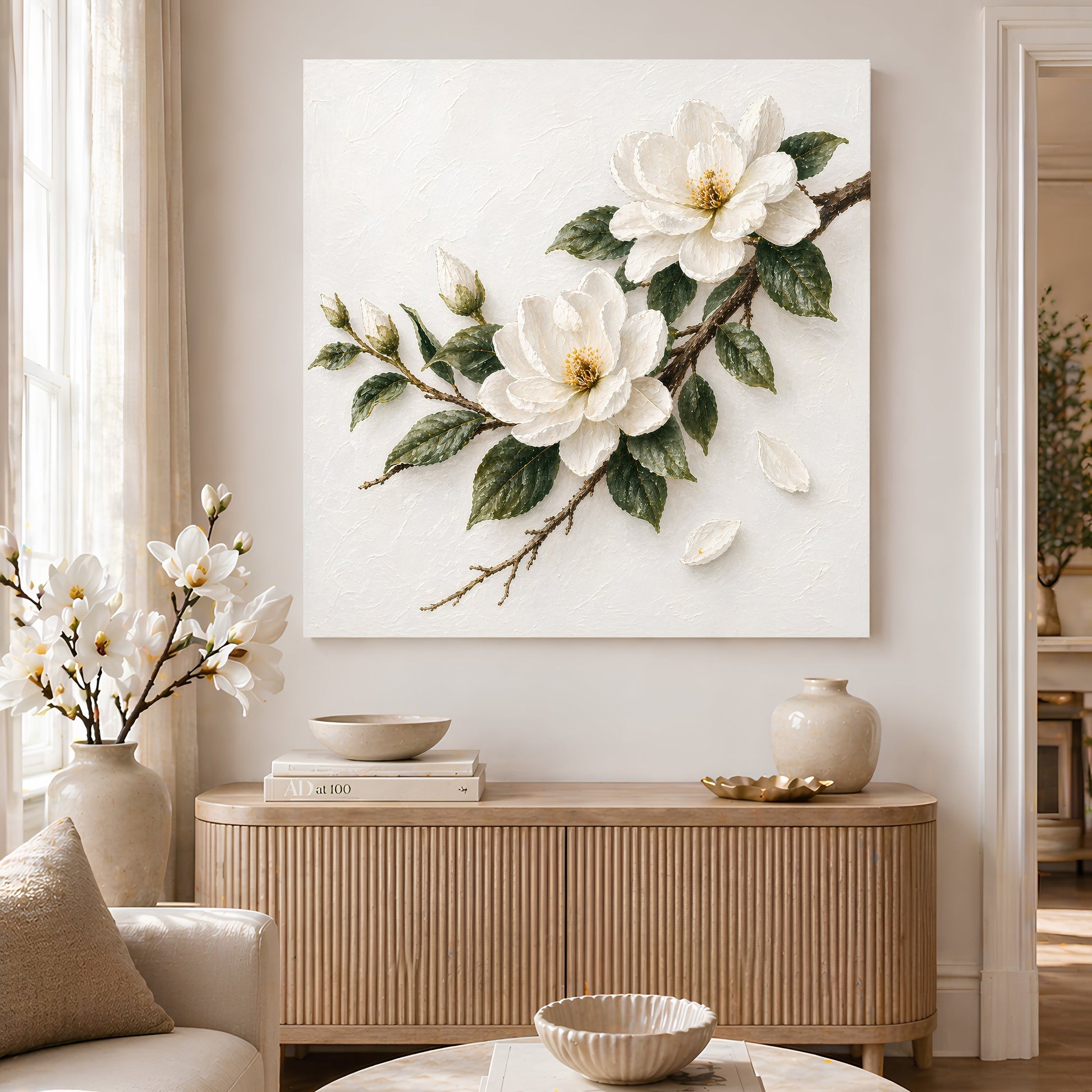 Magnolia Branch — Single Branch On Warm Cream