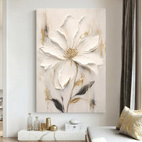 Decorative floral painting on a wall in a living room setting