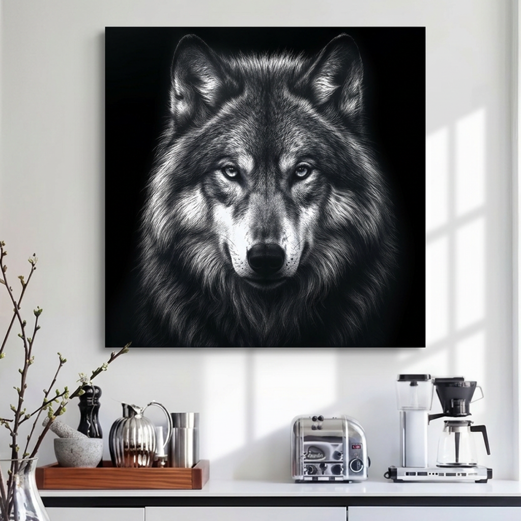 Noir Wolf - 23"x23" - canvas