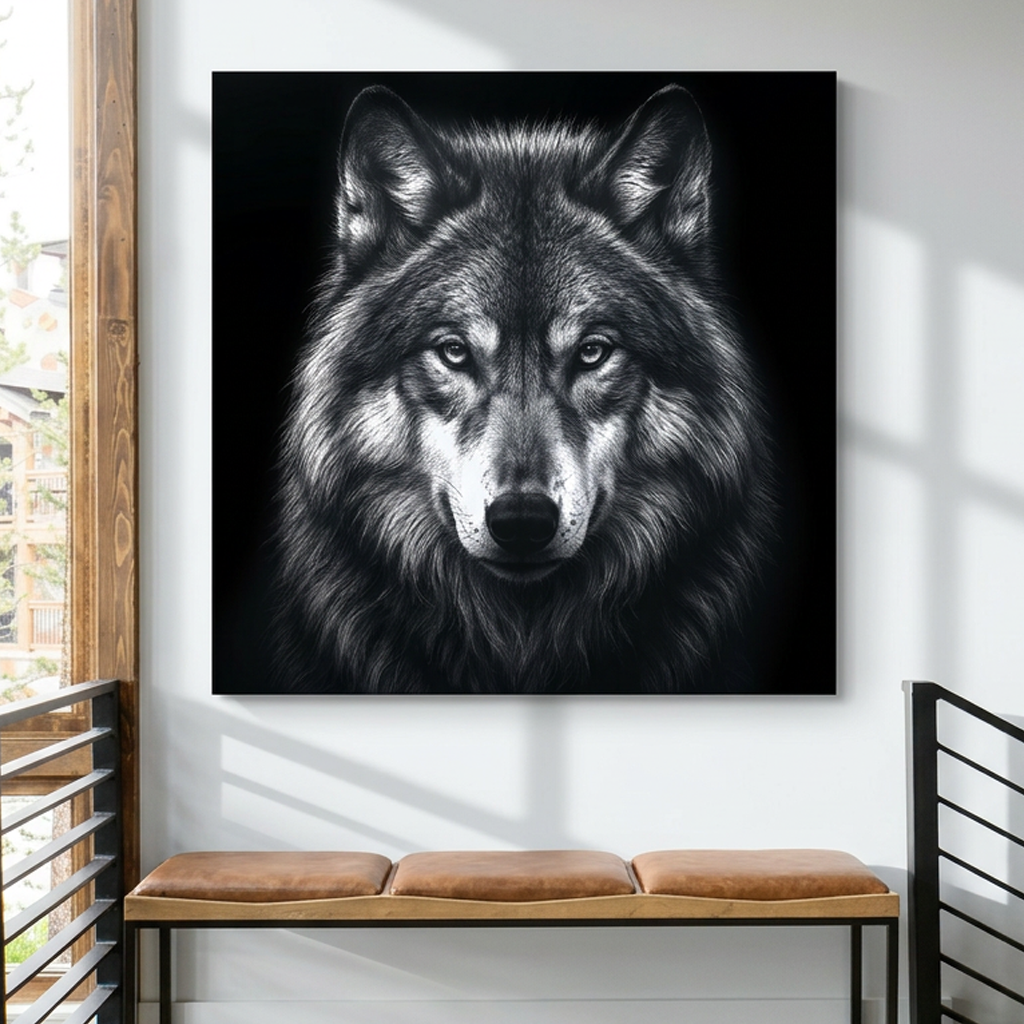 Noir Wolf - 30"x30" - canvas