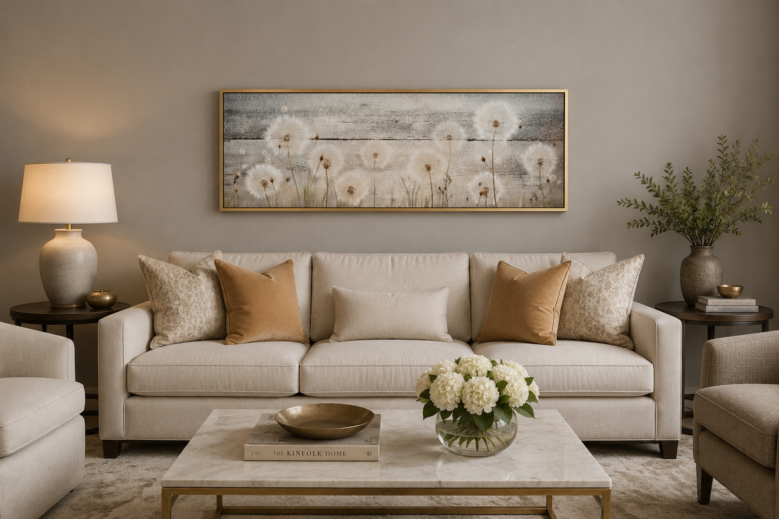 Rustic Dandelions Painting On Wood Long Horizontal Above Bed Wall Art