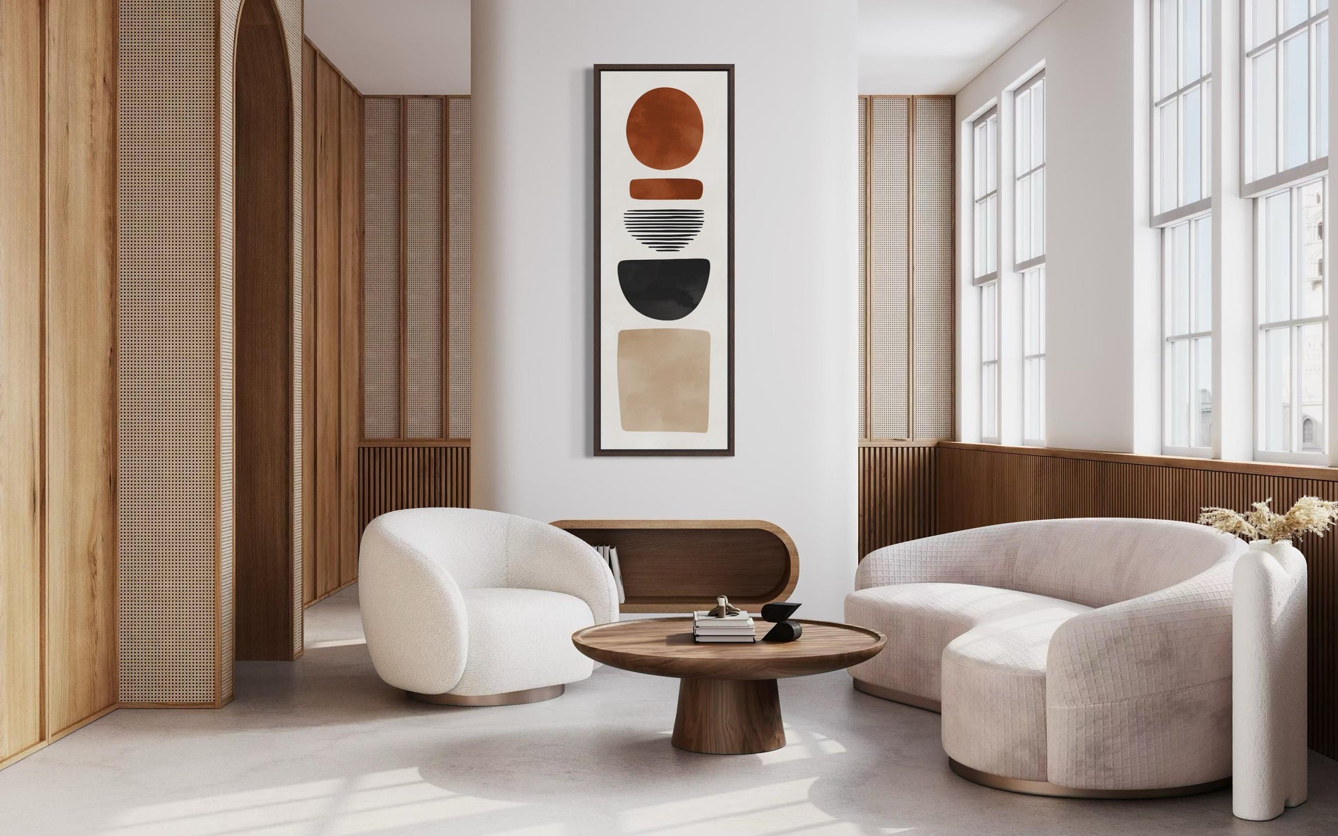 Abstract Boho Geometric Tall Narrow Canvas Wall Art