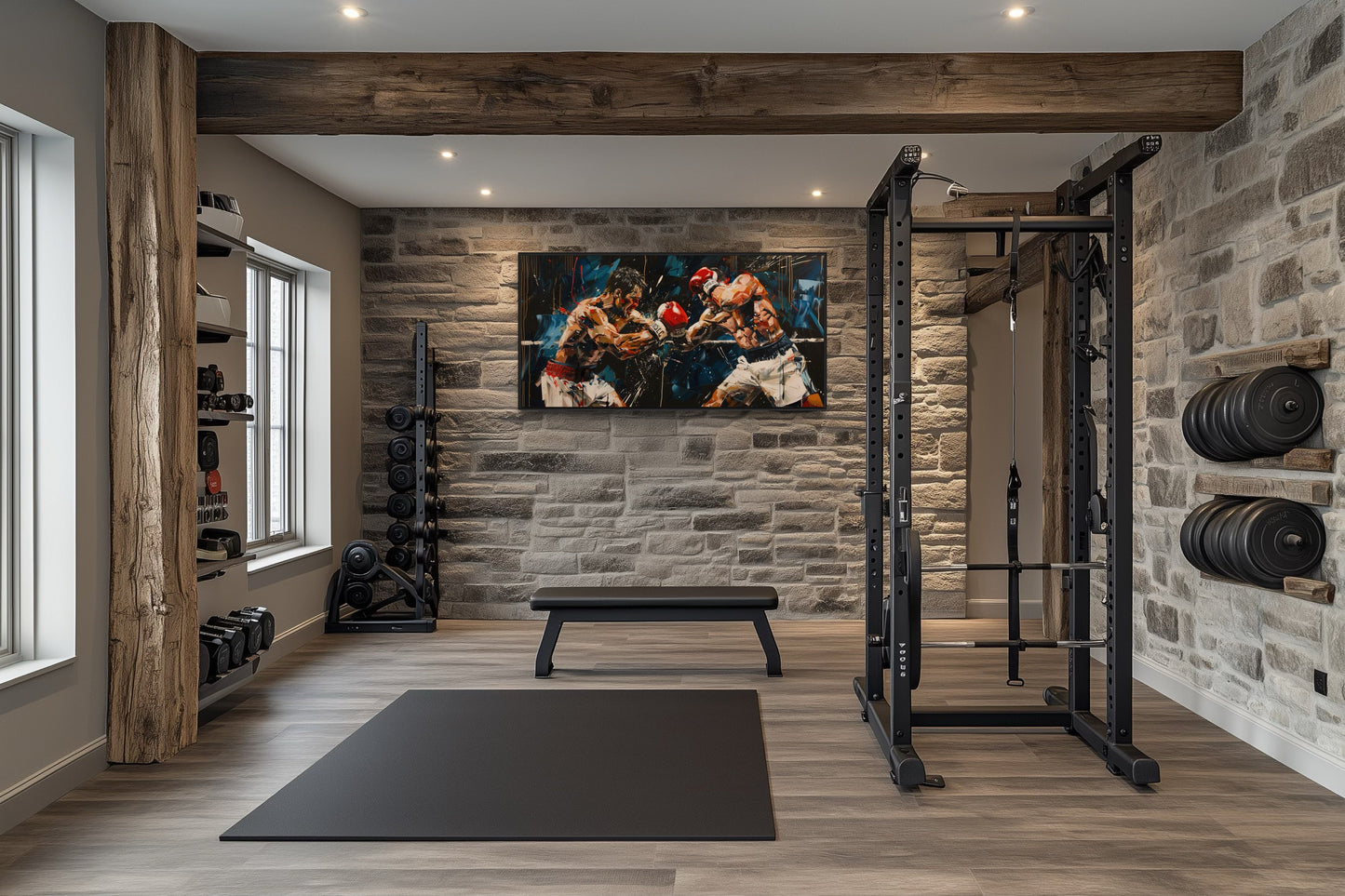 Abstract Graffiti Boxing Match Framed Canvas Wall Art