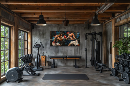 Abstract Graffiti Boxing Match Framed Canvas Wall Art