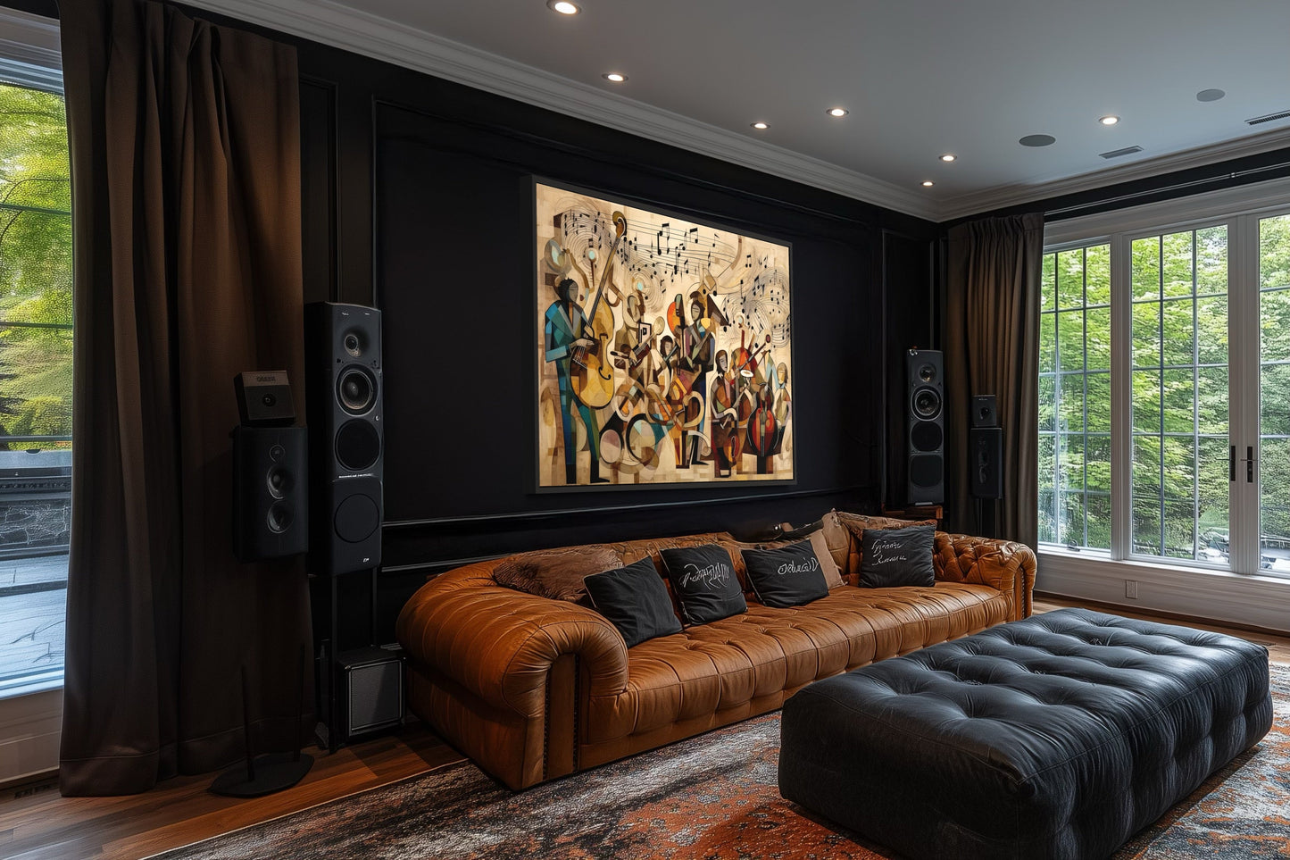 Abstract Jazz Orchestra Music Framed Canvas Wall Art