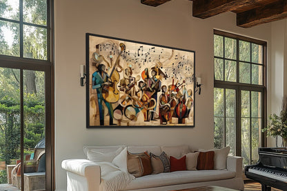 Abstract Jazz Orchestra Music Framed Canvas Wall Art