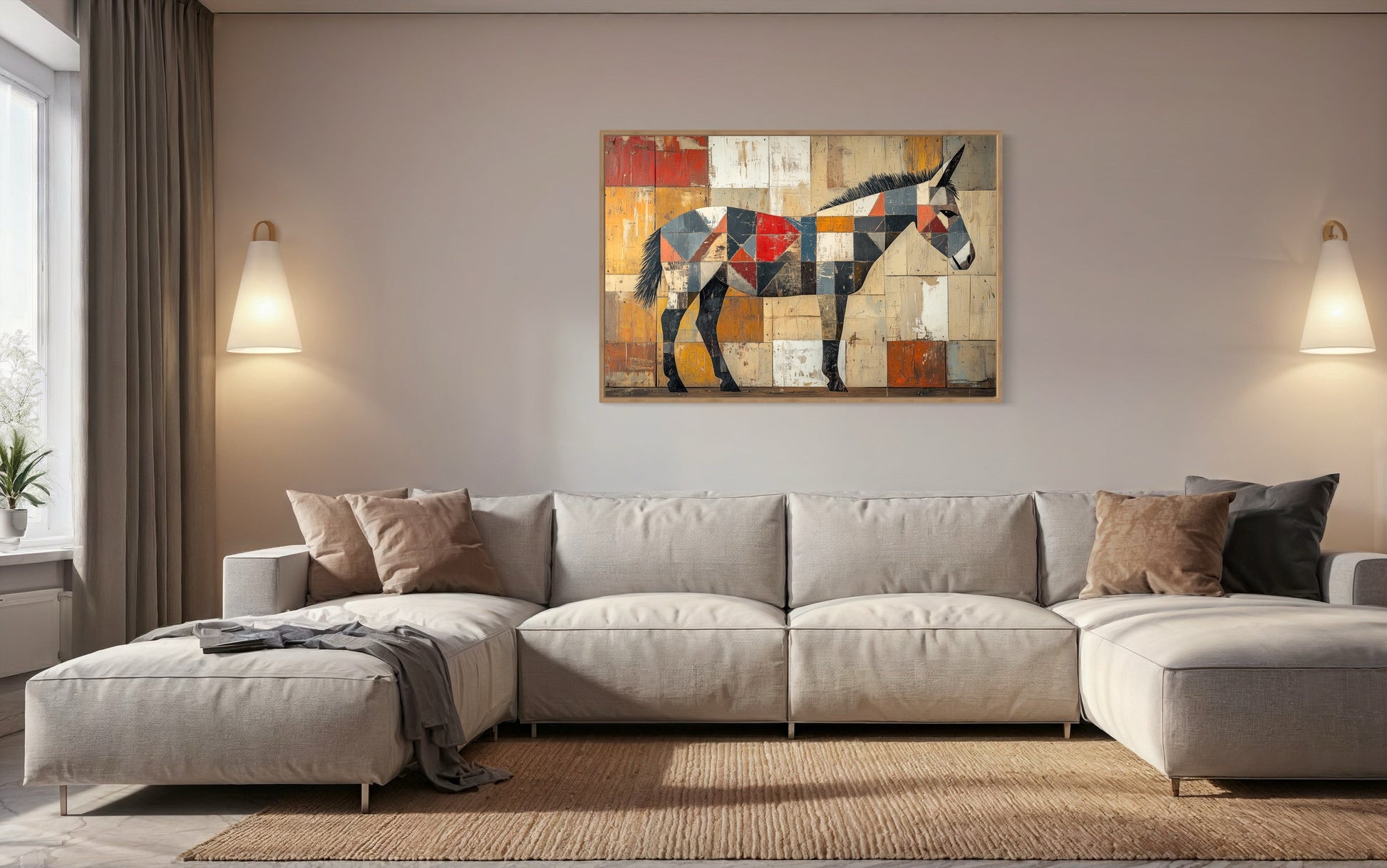 Abstract Primitive Donkey Rustic Southwestern Canvas Wall Art
