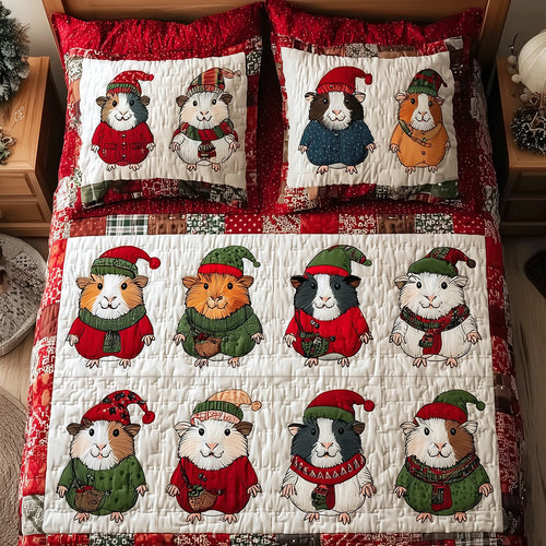 Adorable Guinea Pig 3-Piece Quilted Bedding Set - Single (59" x 70")