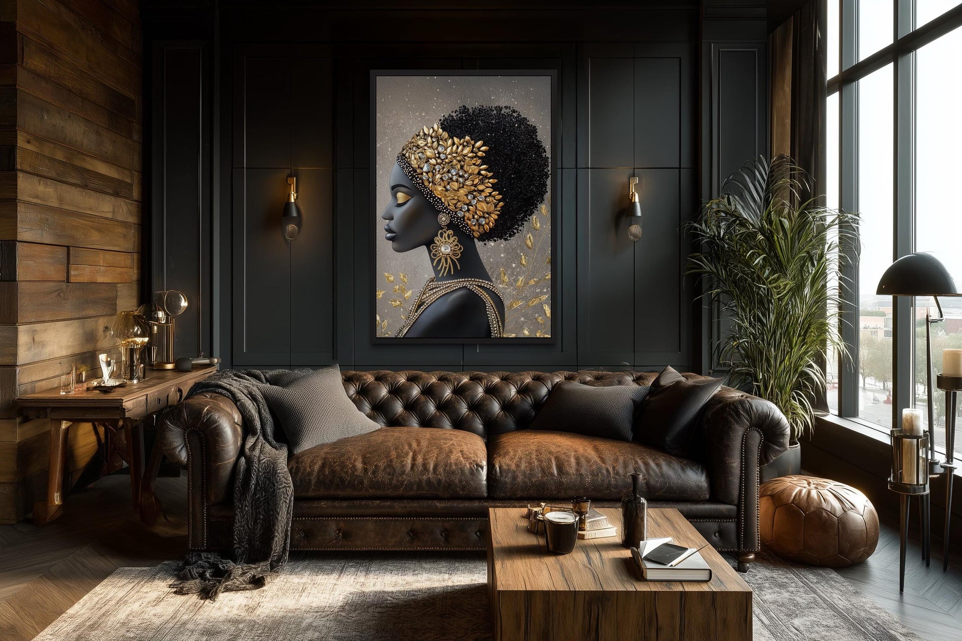 African American Black Woman With Gold Headwrap Canvas Wall Art