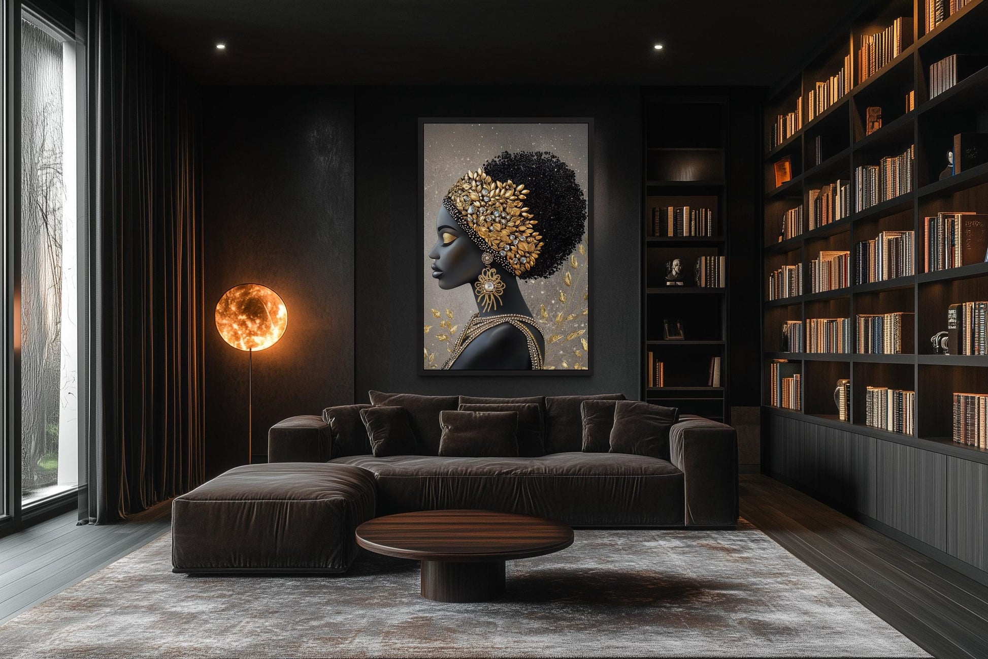 African American Black Woman With Gold Headwrap Canvas Wall Art