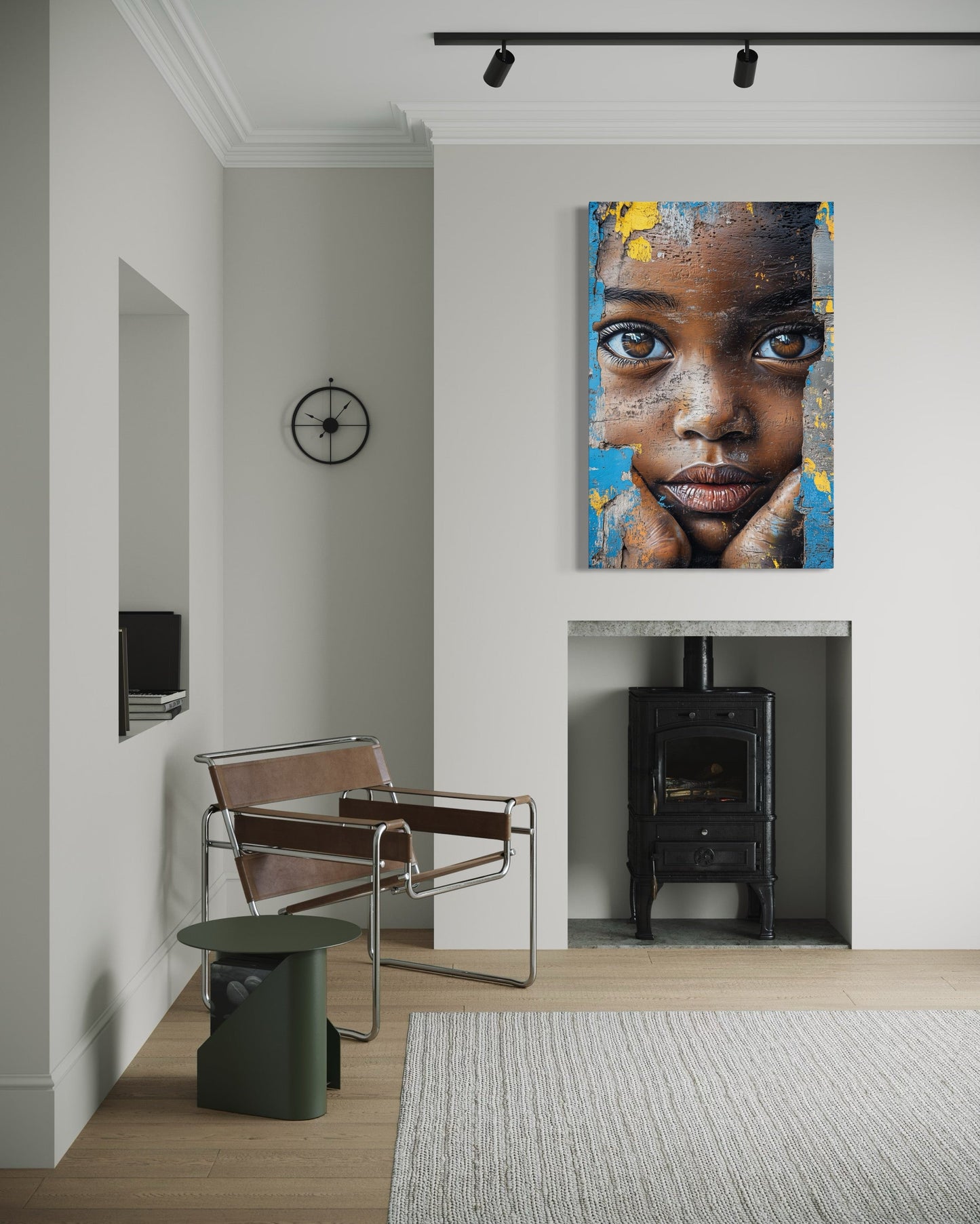African Child Graffiti Painting Framed Canvas Wall Art