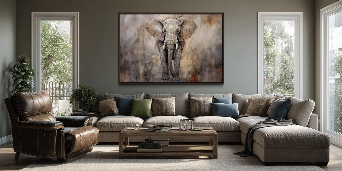 African Elephant Abstract Extra Large Canvas Wall Art