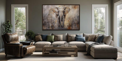 African Elephant Abstract Extra Large Canvas Wall Art