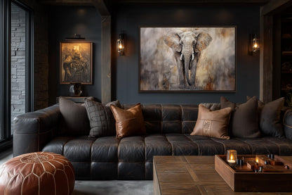 African Elephant Abstract Extra Large Canvas Wall Art