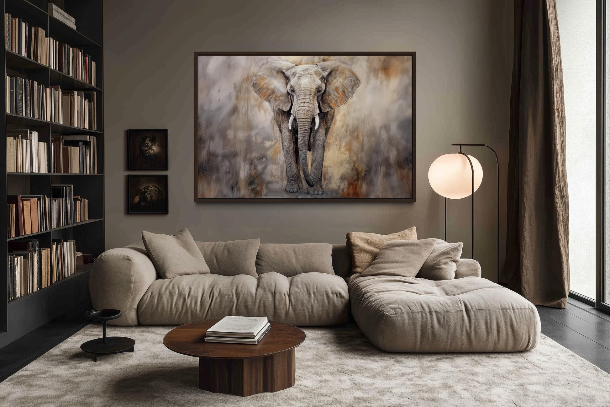African Elephant Abstract Extra Large Canvas Wall Art