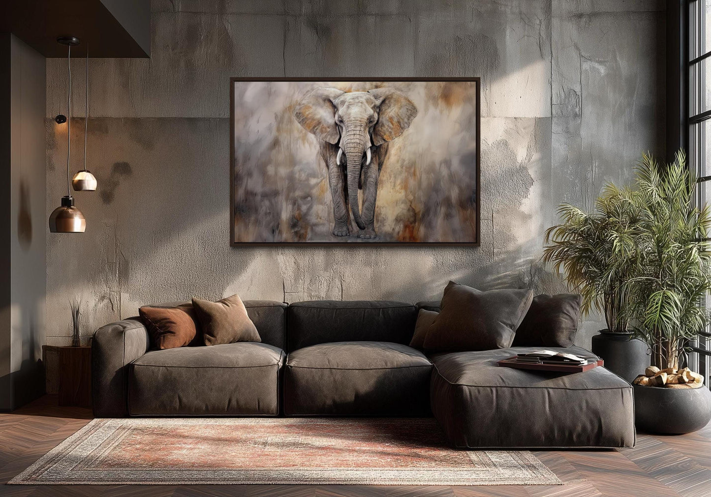 African Elephant Abstract Extra Large Canvas Wall Art