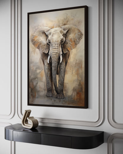 African Elephant Extra Large Abstract Framed Canvas Wall Art