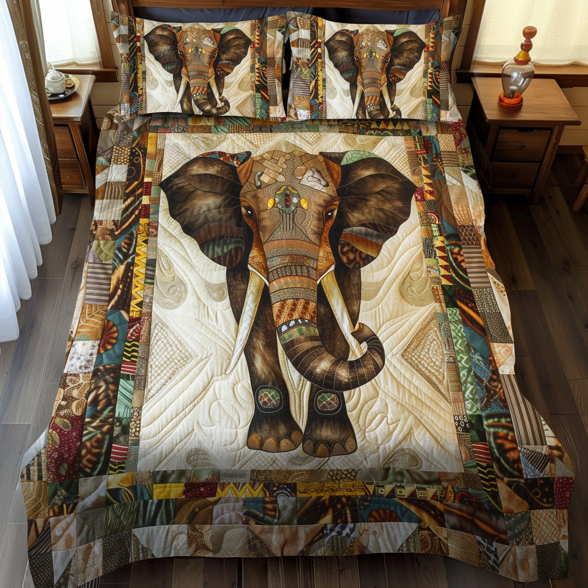 Single (59'' x 70'') /African Giant 3-Piece Quilted Bedding Set