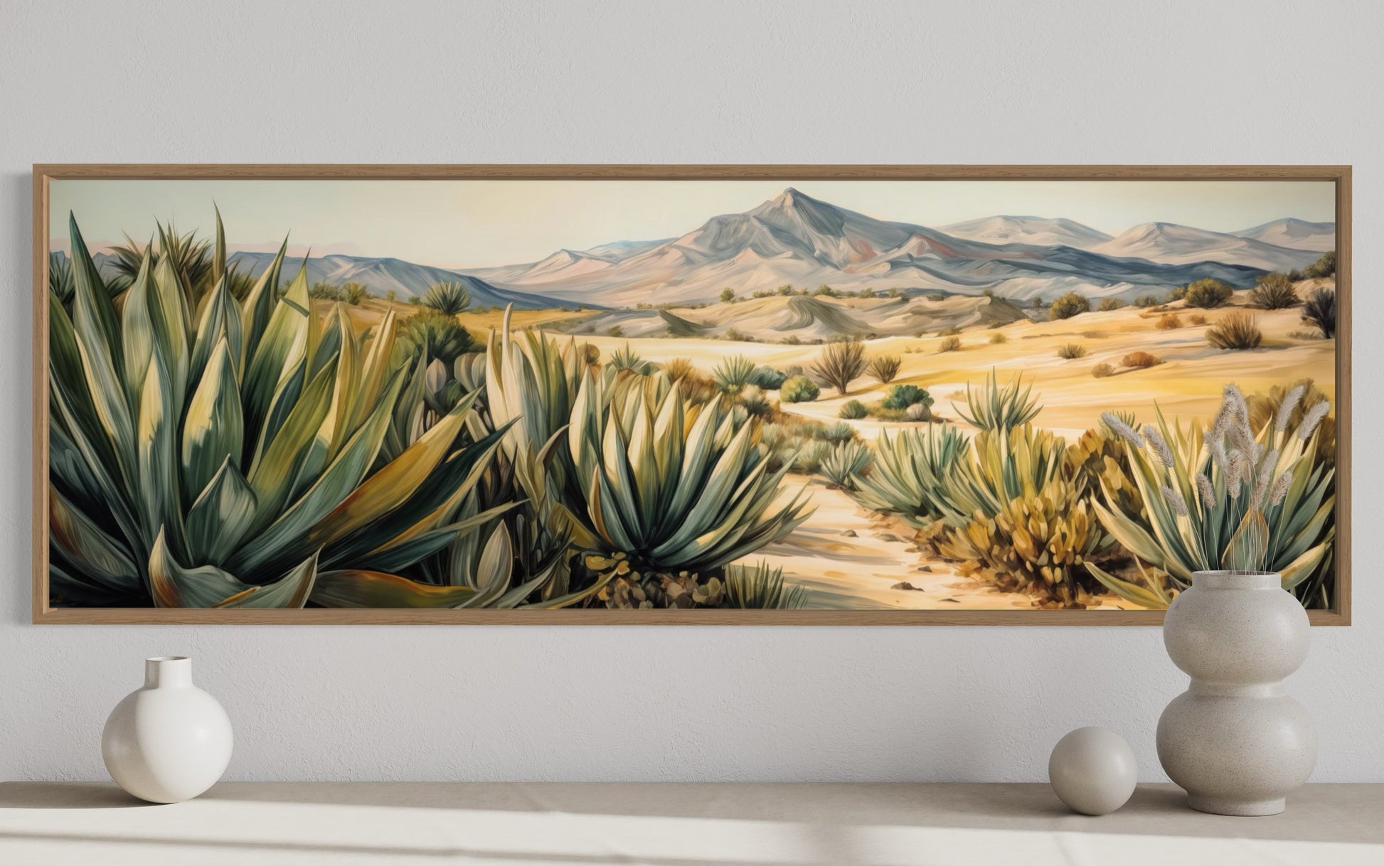 Agave In The Desert Horizontal Southwestern Framed Canvas Wall Art