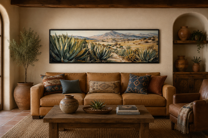 Agave In The Desert Horizontal Southwestern Framed Canvas Wall Art