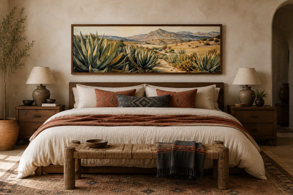 Agave In The Desert Horizontal Southwestern Framed Canvas Wall Art