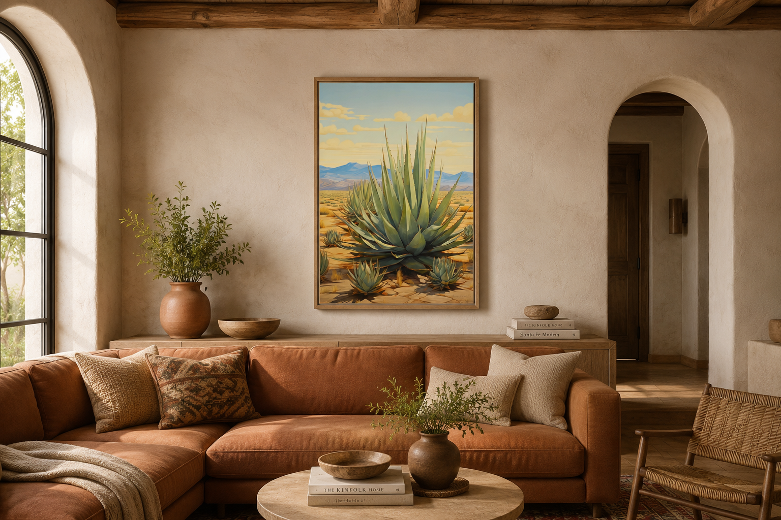 Agave In The Desert Framed Canvas Wall Art For Southwestern Wall Decor