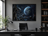 Alien Commander Wall Art – Dark Sci Fi Space Canvas Print for Man Cave Decor