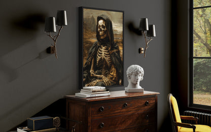 Altered Art Mona Lisa Skeleton Gothic Halloween Wall Art