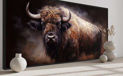 American Buffalo Wall Art - Extra Large Framed Canvas Print | Rustic Living Room Decor
