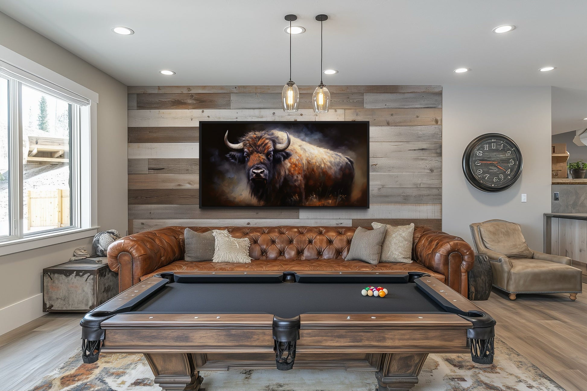 American Buffalo Wall Art - Extra Large Framed Canvas Print | Rustic Living Room Decor
