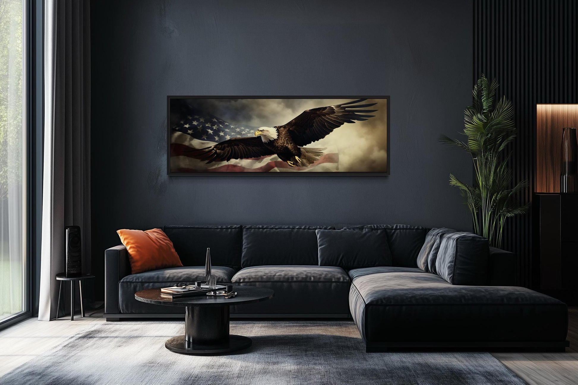 American Eagle Flying Over USA Flag Wall Art For Men's Office